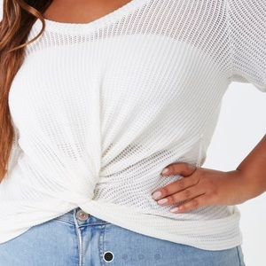 Forever 21 Tops - White Twisted Crop Sweater Forever 21 Tops - White Twisted Crop Sweater